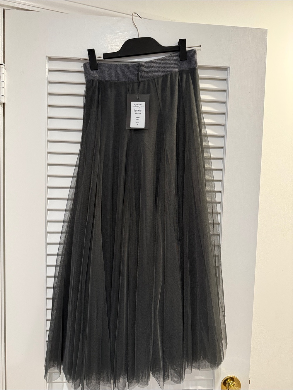 Women's Gray Tulle Maxi Skirt - Elegant Layered Design
